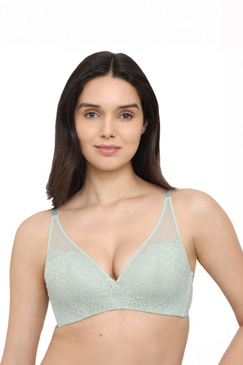 Buy Wacoal Padded Full Coverage Lace Bra - Light Green
